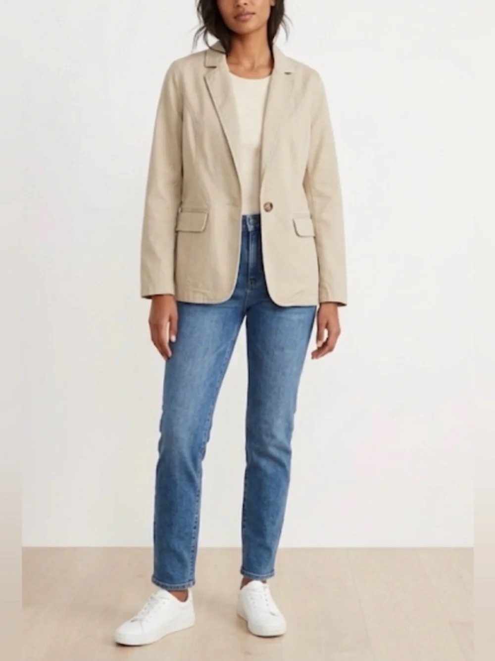 St. John's Bay Beige Single-Button Blazer